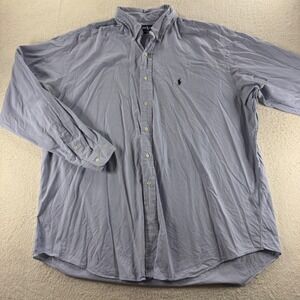 Ralph Lauren Blake Mens XXL Blue Striped Long Sleeve‎ Button Down Shirt Workwear